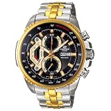 Two Tone Edifice Chronograph Link Bracelet Black Dial