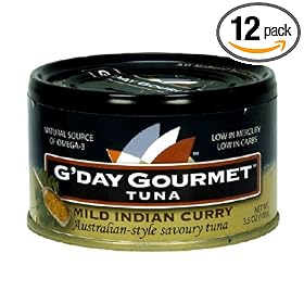 G'Day Gourmet Tuna, Mild Indian Curry, 3.5-Ounce Cans (Pack of 12)