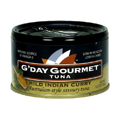 G'Day Gourmet Tuna, Mild Indian Curry, 3.5-Ounce Cans (Pack of 12)