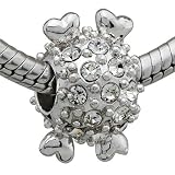 April Birthstone Ball Heart Charm Bead - Pandora Bead & Bracelet Compatible