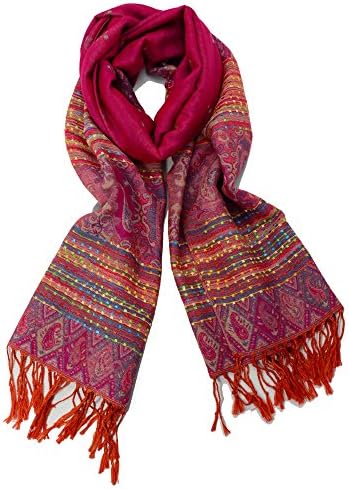 Miss Swordsman Fashionable Vintage Style Bees Pattern Elegant Fringed Shawl scarf - Various colors (Rose red)