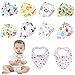 Labebe Hessie Series Baby Bandana Drool Bibs, Unisex 10-pack Absorbent Cotton, Cute Baby Gift for Boys & Girls infant (A-J)