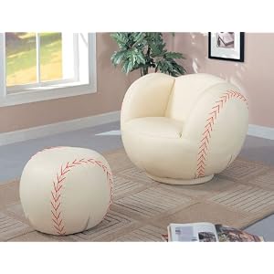 Baseball Theme Kids Chair Ottoman Set Childrens Sports by