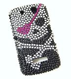 New Pirate Girl Skull Cross Pink Silver Sparkling Bling Full Diamond Blackberry 9500 9530 Storm Snap on Cell Phone Case