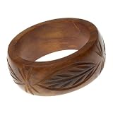 Leafy Etch Wood Bangle Bracelet