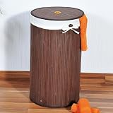 Kesper W�schetruhe aus Bambus, dunkel, rund