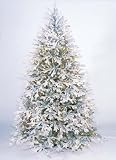 7.5' Flocked Hunter Fir Pre-Lit Artificial Christmas Tree - Clear Lights