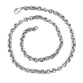 Unique Open Oval Links Mens Stainless Steel Necklace