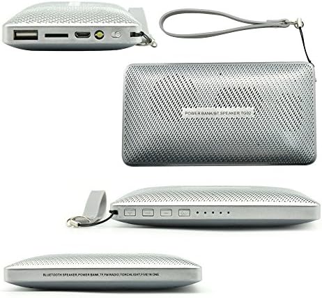 Wireless Bluetooth Speaker Power Bank Portable Stereo Speaker TourchLight 5 in 1 Silver