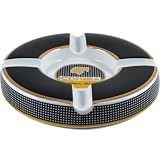 Cohiba Logo Round Ceramic Black and White 4 Cigar Ashtray