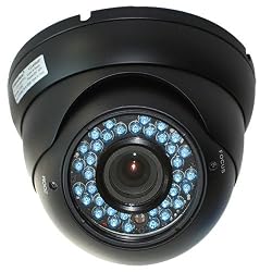VideoSecu CCD IR Outdoor Day Night Vision CCTV Security Camera Vandal Proof Weatherproof 4-9mm Varifocal Lens 36 Infrared LEDs 1Z6
