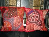 Review mogulinterior.com  / 2 Red Gujrati Embroidered Sari Toss Pillow Cushion Covers