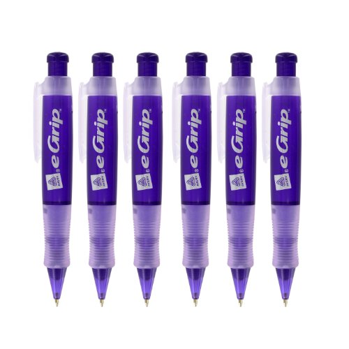 Avery eGrip Retractable Ballpoint Pen, Medium Point, Black Ink, Pack of 6, Purple, (Bulk Packaging)