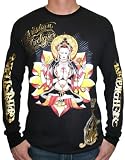 CHRISTIAN AUDIGIER Ed Hardy Mens Buddah Tattoo Platinum Long Thermal T-Shirt Tee Top