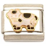 Cow Italian Charm Enamel Animal Bracelet Jewelry 9mm