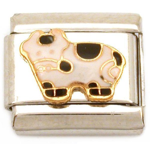 Cow Italian Charm Enamel Animal Bracelet Jewelry 9mm