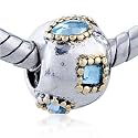 Square Heart Shaped March Birthstone European Beads - Pandora Bead & Bracelet Compatible