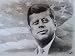 John F. Kennedy Sketch Portrait, Charcoal Graphite Pencil Drawing - Double Matt Reproduction (11