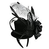 Cocktail Black Mini Top Hat W/Net Trim Headband