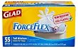 Glad Quick Tie ForceFlex Tall Kitchen Bags, 13 Gallon, 55-Count Bags (Pack of 6)