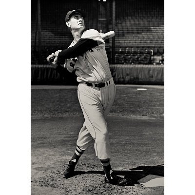 Professionally Framed Ted Williams Swing Boston Red Sox Archival Photo Sports Poster Print - 13x19 with RichAndFramous Black Wood Frame