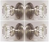 Two Sets - Perfect Reproduction of the 1920 Depression Crystal Glass FRENCH DOOR Knob Sets - Each lot contains all the hardware for knobs on both sides of Two French Door.