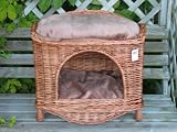 2 TIER WICKER DOG CAT PET BED BASKET & CUSHIONS