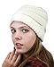 NYFASHION101 LED Hands Free Light Winter Cable Knit Cuff Beanie Hat, Ivory