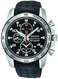 Sportura Alarm Chronograph Black Dial Vented Leather Strap