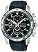 Sportura Alarm Chronograph Black Dial Vented Leather Strap