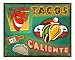 Tacos Caliente Mexican food sign hot sauce / vintage retro restaurant diner deli wall decor