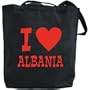 Canvas Tote Bag Black " I Love Albania " Country