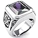 KONOV Mens Crystal Stainless Steel Ring, Classic Gothic, Purple, Size 11