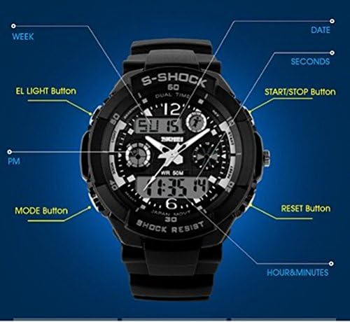 Free2mys Multi Function Mens S-Shock Resist Dual Time Sport Wrist Water Resistant