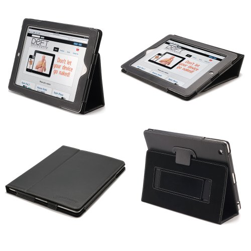 Devicewear Peak iPad 234 Case Black Vegan Leather Cover and Flip Stand