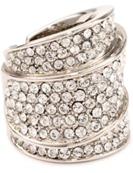 Giuseppe Zanotti Swarovski Crystal and Sterling Silver Finish Swirl Ring