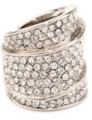 Giuseppe Zanotti Swarovski Crystal and Sterling Silver Finish Swirl Ring
