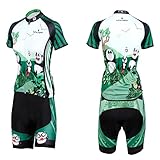 QinYing Panda Printing Short Sleeve Bicycle Cycling Jersey Set for Women Tag XXL=US L