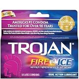 Trojan Fire & Ice Dual Lubricant Premium Latex Condoms 10 ct (Quantity of 5)