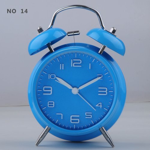 HITOâ„¢ 4" Silent Quartz Analog Twin Bell Alarm Clock with Nightlight and Loud Alarm (Blue)