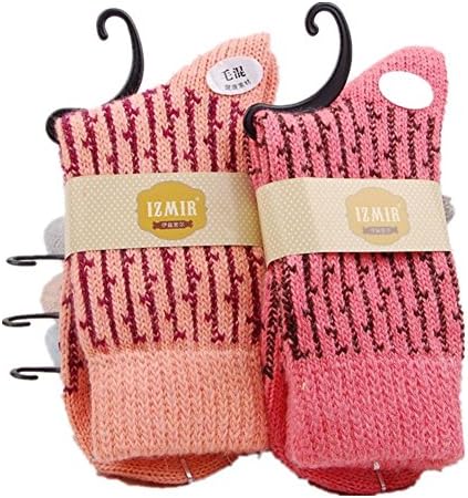 Jiye Womens Merino Ragg Wool Crew Socks 5-Pack,Color Stripe