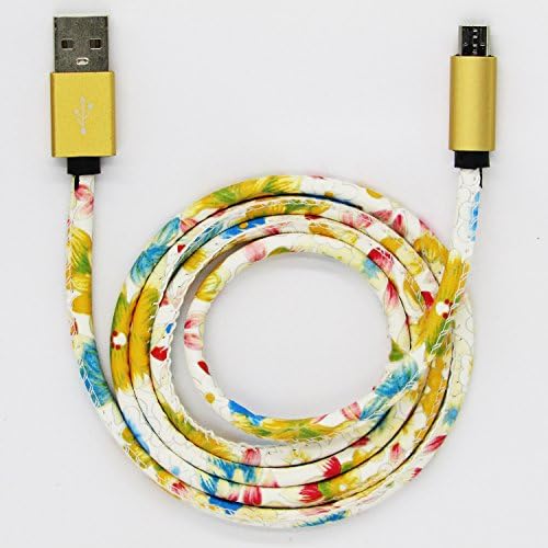 Generic Chinese Style Fashion Leather Printed pattern Flower Data Transmit Sync and Charging Micro USB Cable for Samsung Galaxy S6 S5 S4 S3 Note4 3 2 Tab3/2,Android Windows Smartphones/Tablets(Peony)