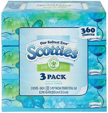 Scotties White Unscented 2-ply Facial Tissues, 120-ct. Boxes (3 Boxes) Box Design Varies