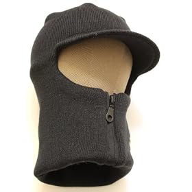 Black Visor Beanie - Full Face Visor Hat with Zipper - Converts to Skull cap - Full Face... by 