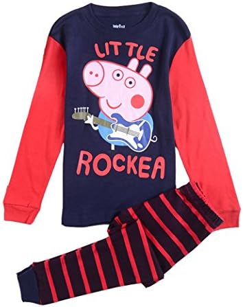 FOTTON Cute Boy's Cartoon Peppa Pig Pants Pajamas Sets (6Y, RED)
