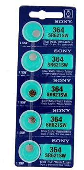 Sony Watch Battery Button cell SR621SW SR-621SW 364 (Pack of 5)