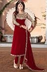 Red Poly Georegtte Salwar Suit