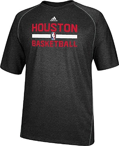 Houston Rockets Heather Black Climalite Practice Short Sleeve Shirt by Adidas (XXL=52)