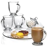 6 Pc. Anchor Hocking café mug set with serving platter and sugar bowl by 