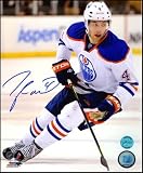Taylor Hall Edmonton Oilers Autographed/Hand Signed White Jersey Verticle 8x10 Photo